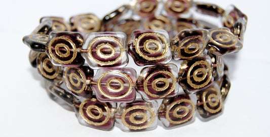 Spiral Turtle Pressed Glass Beads, (27008 54202), Glass, Czech Republic