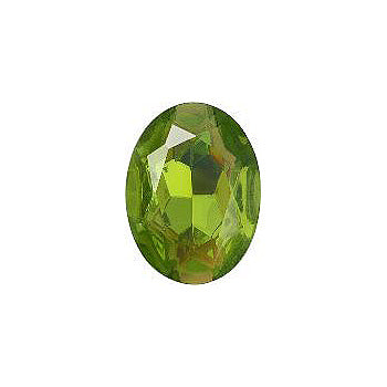 Oval Faceted Pointed Back (Doublets) Crystal Glass Stone, Light Green 5 Transparent With Ab (50270-Abb), Czech Republic