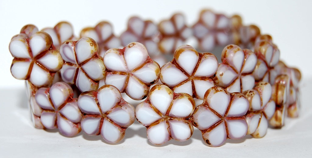 Table Cut Flower Beads, 7224 Travertin (7224 86800), Glass, Czech Republic