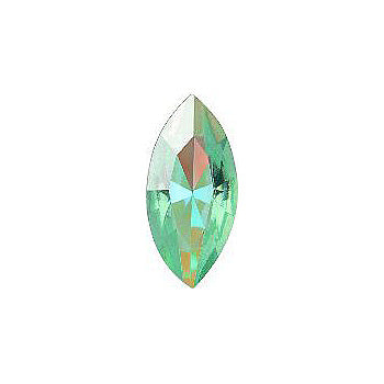 Navette Faceted Pointed Back (Doublets) Crystal Glass Stone, Light Green 5 Transparent With Ab (50570-Abb), Czech Republic