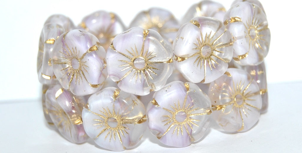 Hawaii Flower Pressed Glass Beads, (6208 54202), Glass, Czech Republic