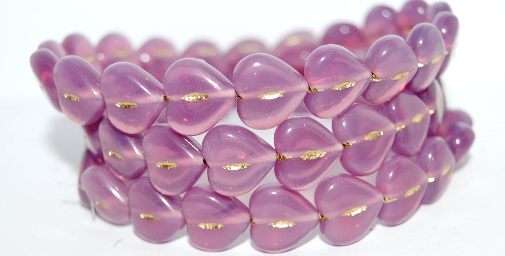 Heart Pressed Glass Beads, (71010B 54202), Glass, Czech Republic