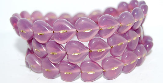 Heart Pressed Glass Beads, (71010B 54202), Glass, Czech Republic