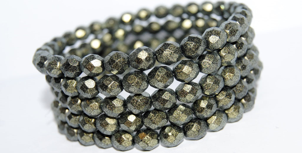 Fire Polished Round Faceted Beads, Black 94107 (23980 94107), Glass, Czech Republic