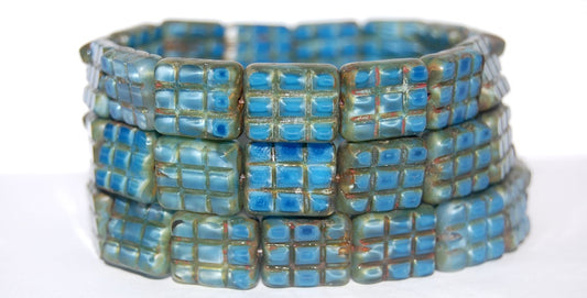 Table Cut Rectangle Beads With Grating, 66020 Travertin (66020 86800), Glass, Czech Republic