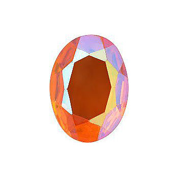 Oval Faceted Pointed Back (Doublets) Crystal Glass Stone, Orange 2 Transparent With Ab (90000-Abt), Czech Republic