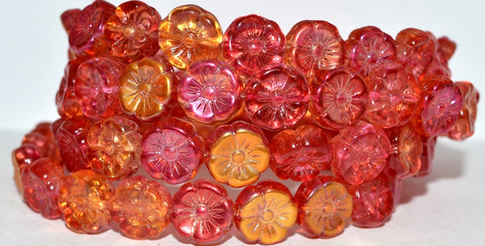 Hawaii Flower Pressed Glass Beads, 48109 (48109), Glass, Czech Republic