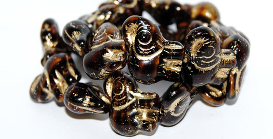 Elephant Animal Pressed Glass Beads, (26117 54202), Glass, Czech Republic