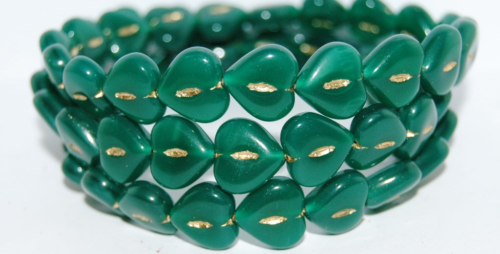 Heart Pressed Glass Beads, (52050 54202), Glass, Czech Republic
