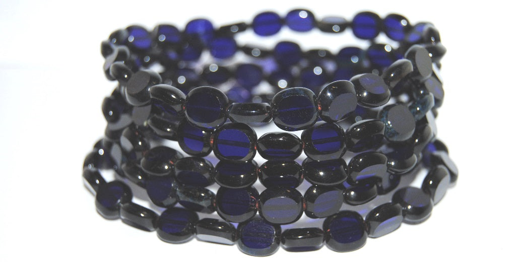 Table Cut Round Candy Beads, Transparent Blue Travertin (30090 86800), Glass, Czech Republic