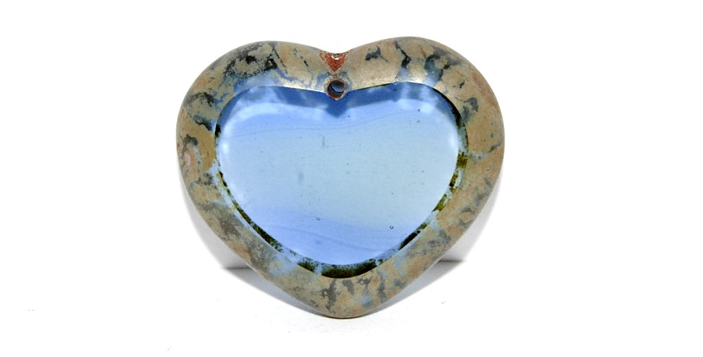 Table Cut Heart Beads Pendant, (87311 43400), Glass, Czech Republic