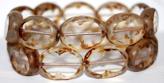 Table Cut Oval Beads, Crystal Travertin (30 86800), Glass, Czech Republic