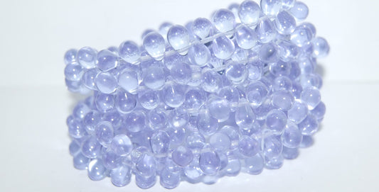 Pear Drop Pressed Glass Beads, Transparent Light Amethyst (20210), Glass, Czech Republic