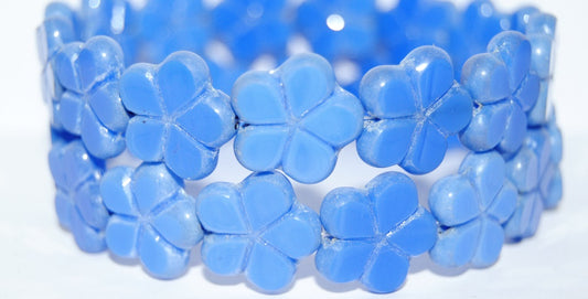 Table Cut Flower Beads, Opal Blue Hematite (31010 14400), Glass, Czech Republic