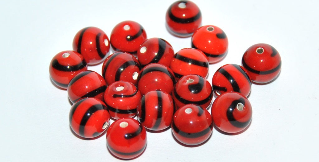 Czech Glass Hand Made Round Lampwork Beads, (10 G), Glass, Czech Republic