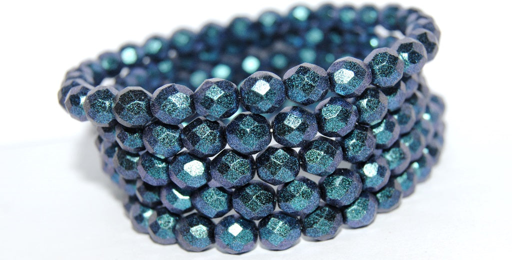 Fire Polished Round Faceted Beads, Black 94109 (23980 94109), Glass, Czech Republic