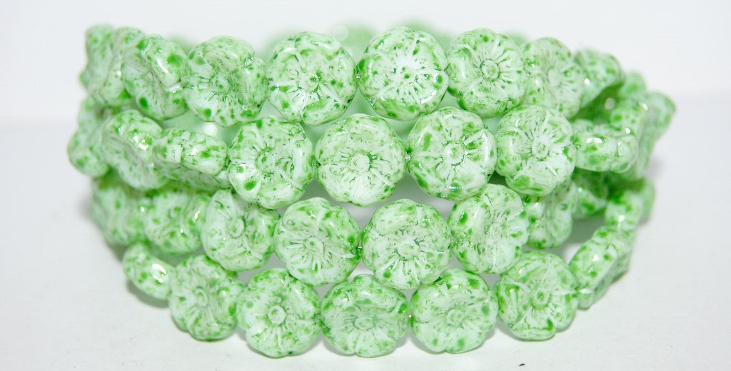 Hawaii Flower Pressed Glass Beads, (53K), Glass, Czech Republic