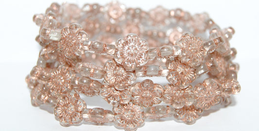 Flower Pressed Glass Beads, Transparent Blue 54200 (30010 54200), Glass, Czech Republic