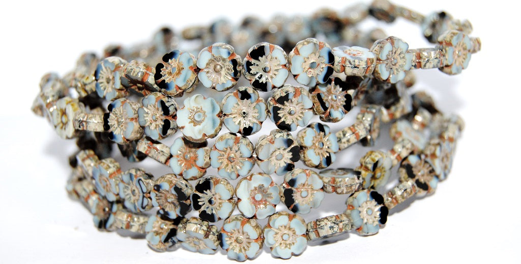 Table Cut Round Beads Hawaii Flowers, (4403023980 66800), Glass, Czech Republic