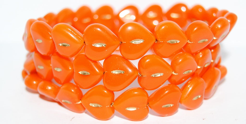 Heart Pressed Glass Beads, (81260 54202), Glass, Czech Republic