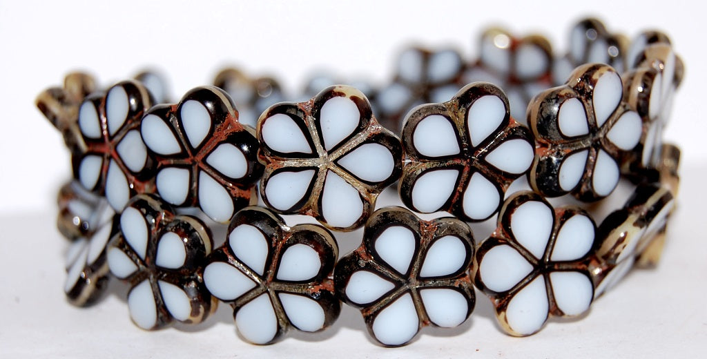 Table Cut Flower Beads, (17025 43400), Glass, Czech Republic