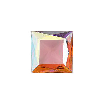 Square Faceted Pointed Back (Doublets) Crystal Glass Stone, Pink 9 Transparent With Ab, Polished (70110-L-Abp), Czech Republic