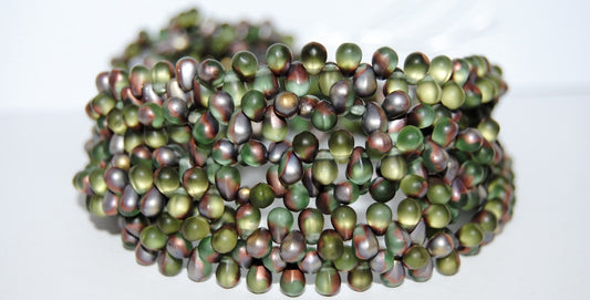 Pear Drop Pressed Glass Beads, Transparent Green 27101M (50520 27101M), Glass, Czech Republic