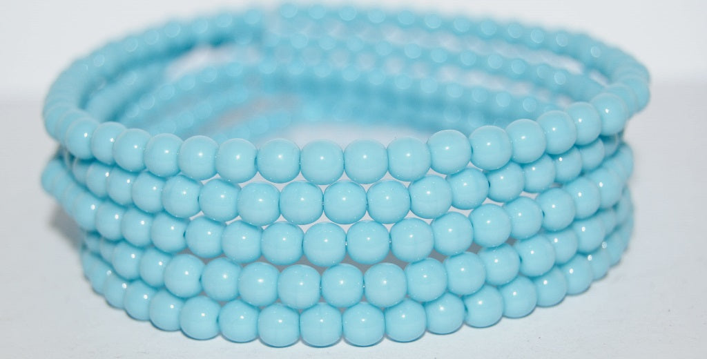 Round Pressed Glass Beads Druck, Blue (63010), Glass, Czech Republic