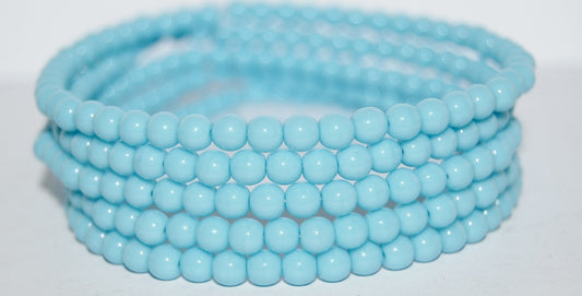 Round Pressed Glass Beads Druck, Blue (63010), Glass, Czech Republic