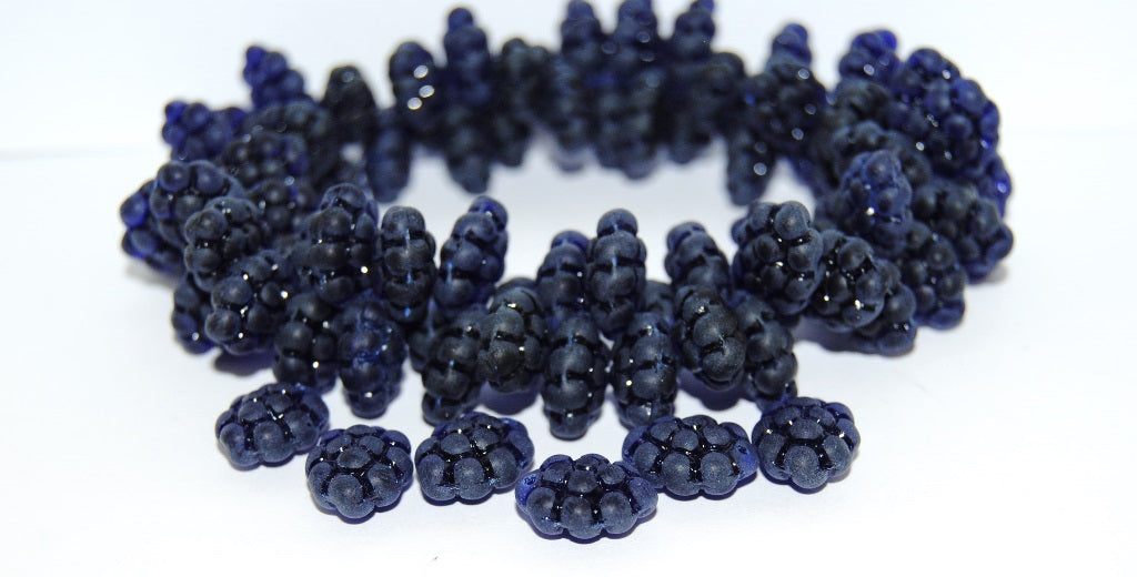 Grape Fruit Pressed Glass Beads, Transparent Blue Mat (30090 Mat), Glass, Czech Republic