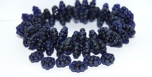 Grape Fruit Pressed Glass Beads, Transparent Blue Mat (30090 Mat), Glass, Czech Republic
