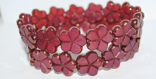 Table Cut Flower Beads, 71010B Bronze (71010B 14415), Glass, Czech Republic