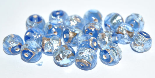 Czech Glass Hand Made Round Lampwork Beads With Silver Plates, (10 Q), Glass, Czech Republic