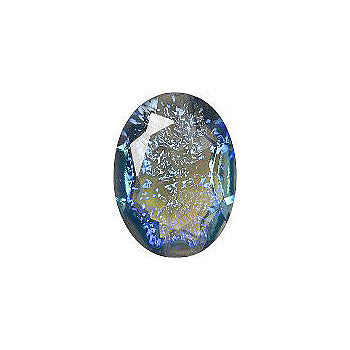 Oval Faceted Pointed Back (Doublets) Crystal Glass Stone, Blue 15 Mexico Opals (Mex-23), Czech Republic