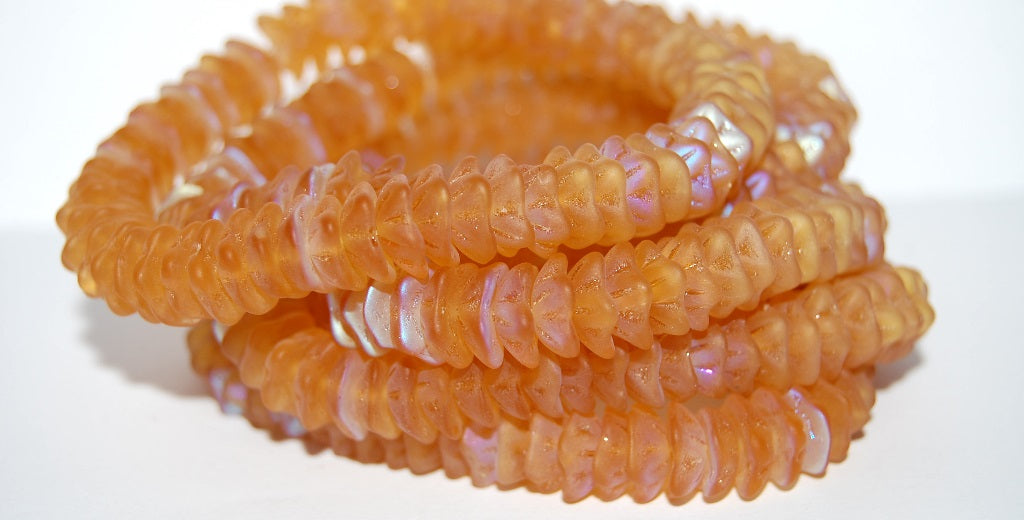 Flower Pressed Glass Beads, Transparent Orange Abm (10060 Abm), Glass, Czech Republic