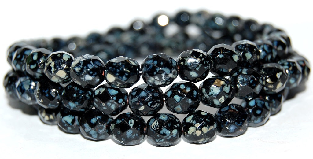 Fire Polished Round Faceted Beads, Black 43400 (23980 43400), Glass, Czech Republic