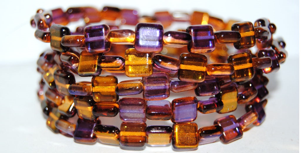Flat Square Pressed Glass Beads, 48107 (48107), Glass, Czech Republic