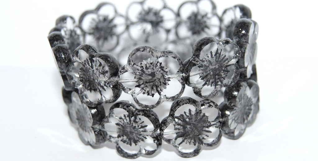 Table Cut Flower Beads Hibiscus, (21 43620 Lava Glass), Glass, Czech Republic