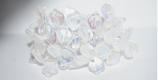 Leaf Petal Pressed Glass Beads, Crystal Ab (30 Ab), Glass, Czech Republic