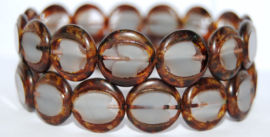 Table Cut Round Beads Eskooko, 46028 Travertin (46028 86800), Glass, Czech Republic