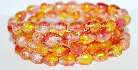 Pear Drop Pressed Glass Beads, (48101Crackle), Glass, Czech Republic