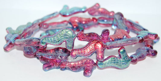 Seahorse Pressed Glass Beads, 48113 (48113), Glass, Czech Republic