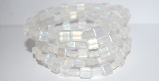 Flat Square Pressed Glass Beads, Crystal Abm (30 Abm), Glass, Czech Republic