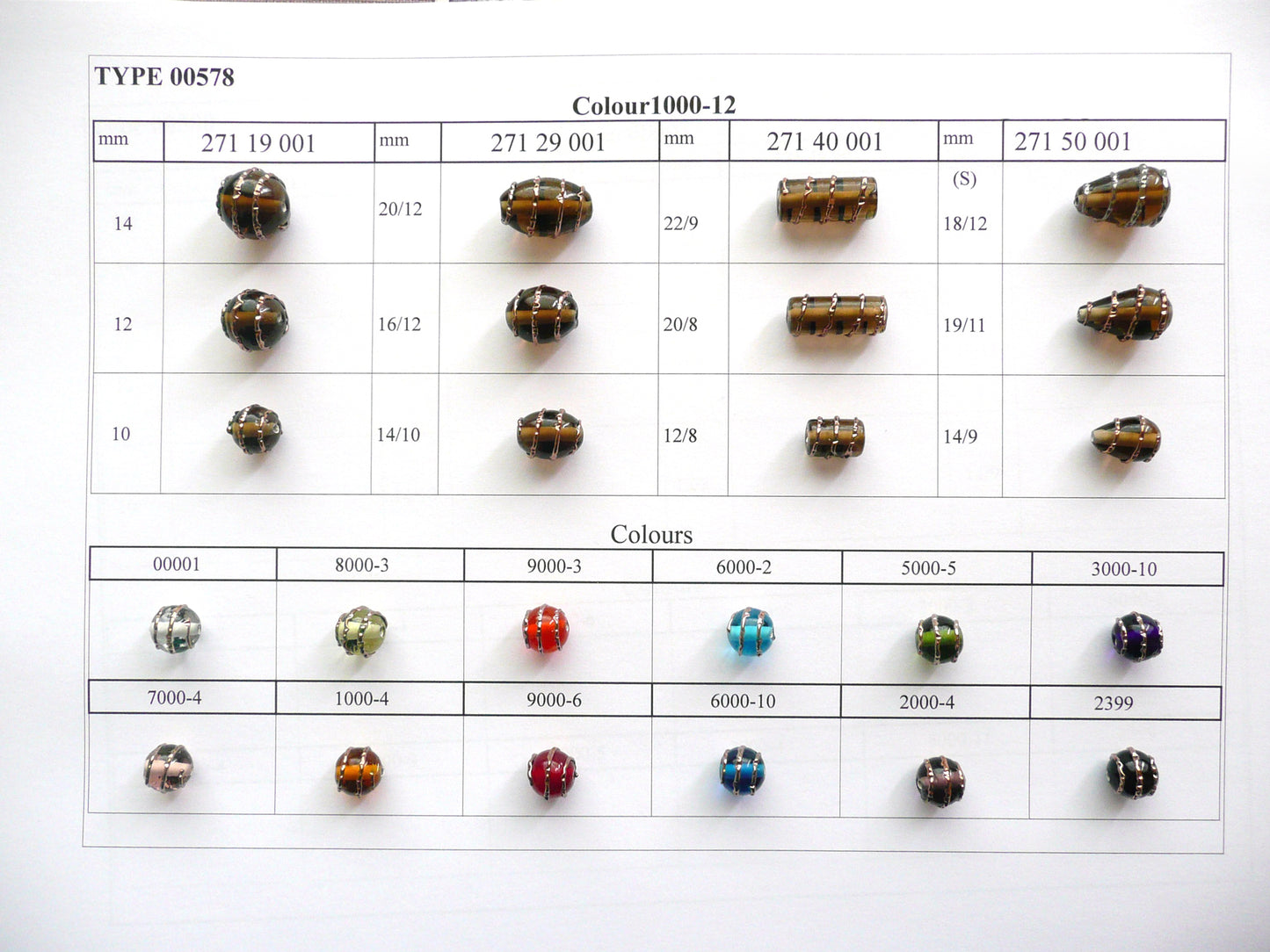 30 Stück Lampwork-Perlen 578 / Rund (271-19-001), handgefertigt, Preciosa-Glas, Tschechische Republik