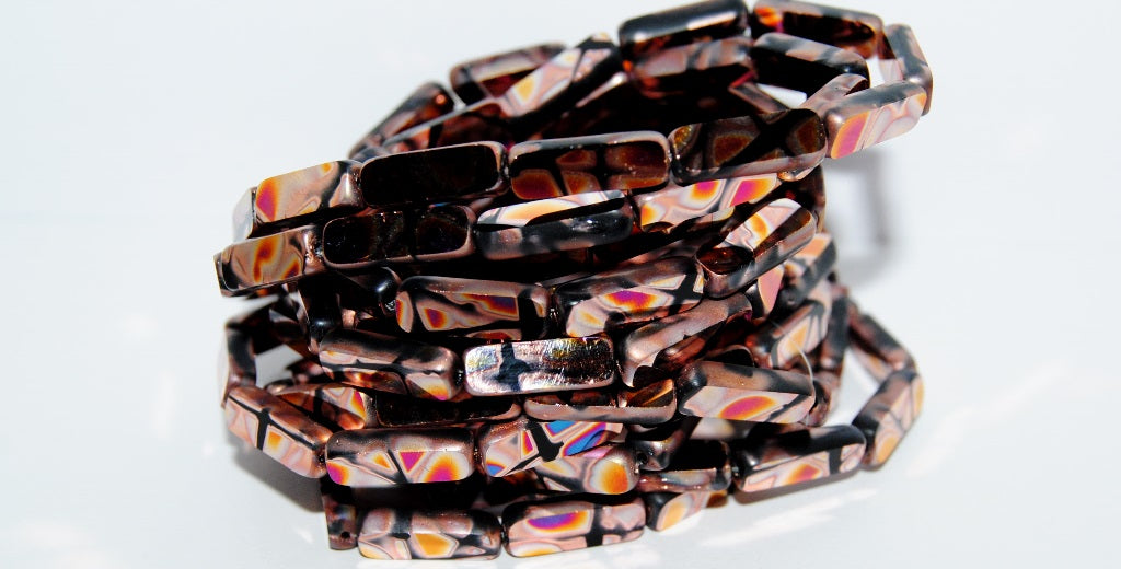Table Cut Rectangle Beads, Black Batika 29500 (23980 Batika 29500), Glass, Czech Republic