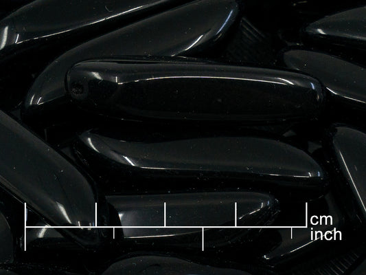 OUTLET 250g Pressed Czech Glass Beads, 40 x 11 mm, Black (111-30529-40x11-23980)