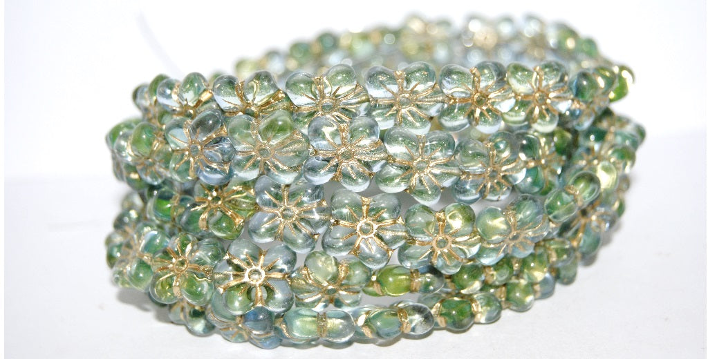 Flower Pressed Glass Beads, (87301 54202), Glass, Czech Republic