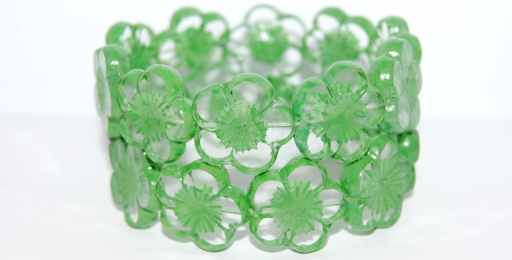 Table Cut Flower Beads Hibiscus, (21 43616 Lava Glass), Glass, Czech Republic