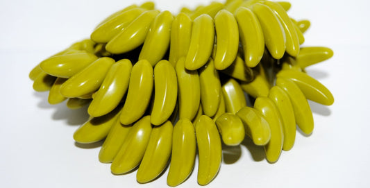 Bananas Czech Glass Thorn Beads, Opaque Green (53410), Glass, Czech Republic