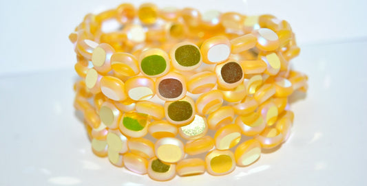 Table Cut Round Candy Beads, Opal Yellow Ab 2Xside (81210 Ab 2Xside), Glass, Czech Republic